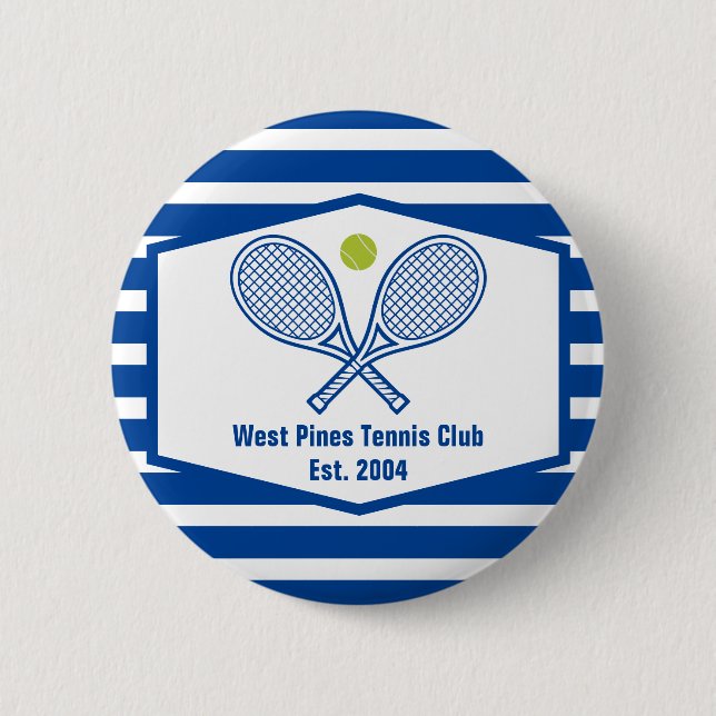 Badge Rond 5 Cm Tennis sur mesure Country Club Bleu rayé (Devant)