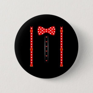 Badge Rond 5 Cm Tenue de la Saint-Valentin Cravate à nœud Cœurs Ro