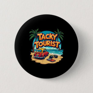 Badge Rond 5 Cm Tenue de touriste ringarde de vacances Costume déj