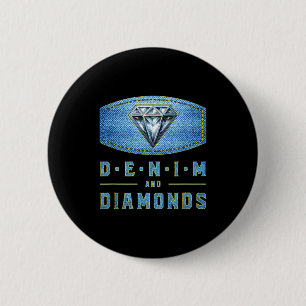 Badge Rond 5 Cm Tenue western en denim et diamants concert party