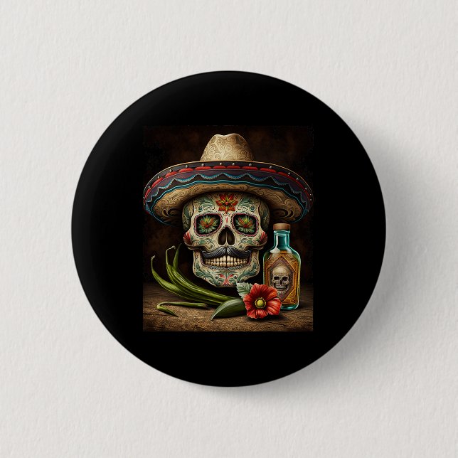 Badge Rond 5 Cm Tequila Sombrero Cinco De Mayo (Devant)