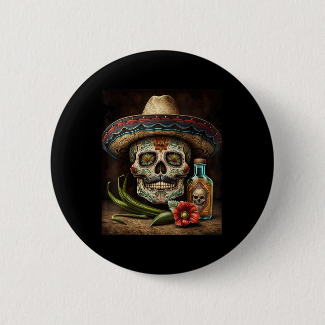 Badge Rond 5 Cm Tequila Sombrero Cinco De Mayo (Devant)
