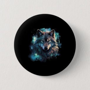 Badge Rond 5 Cm Terrain de chasse du loup gris