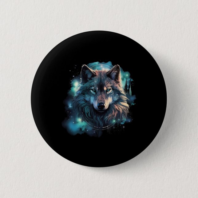 Badge Rond 5 Cm Terrain de chasse du loup gris  (Devant)