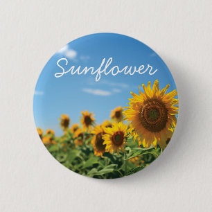 Badge Rond 5 Cm Terrain de tournesol