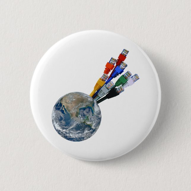 Badge Rond 5 Cm Terre connectée au réseau Ethernet (Devant)