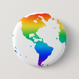 Badge Rond 5 Cm Terre de la planète de couleur arc-en-ciel