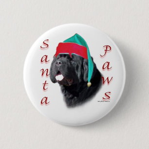 Badge Rond 5 Cm Terre-Neuve (noir) Père Noël Paws