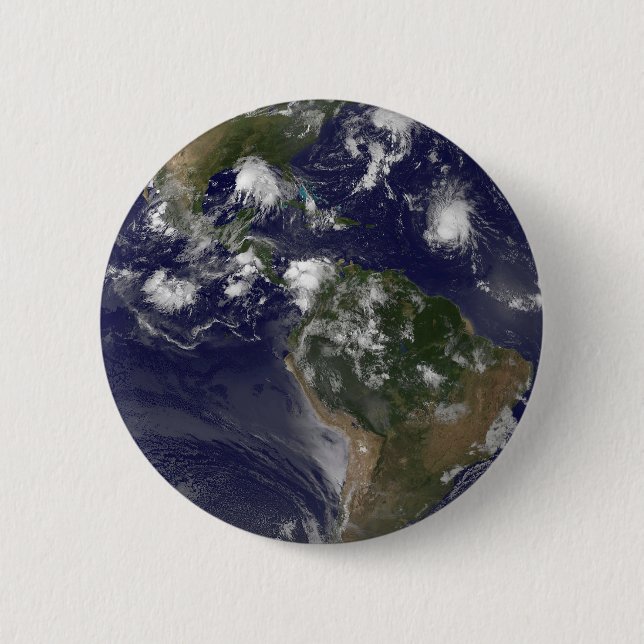 Badge Rond 5 Cm Terre Pleine Montrant Les Tempêtes Tropicales Dans (Devant)