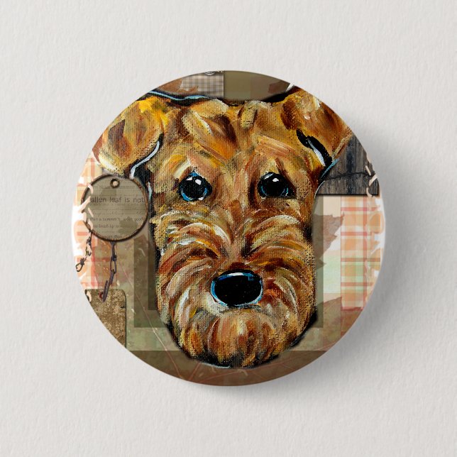 BADGE ROND 5 CM TERRIER AIRDALÉ (Devant)
