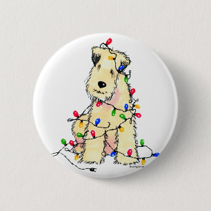 Badge Rond 5 Cm Terrier blond comme les blés doucement enduit -