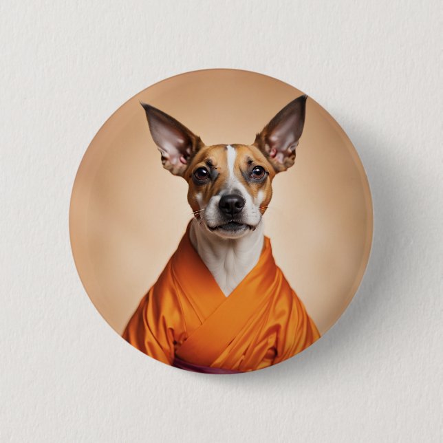 Badge Rond 5 Cm Terrier brésilien bouddhiste (Devant)