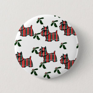BADGE ROND 5 CM TERRIER ÉCOSSAIS