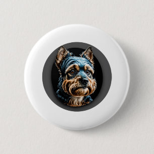 Badge Rond 5 Cm terrier noir yorkshire