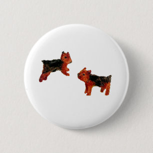 Badge Rond 5 Cm Terriers mignons d'art de chiens