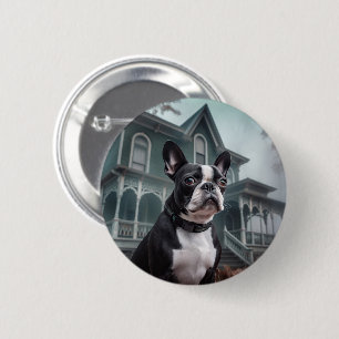 Badge Rond 5 Cm Terror Halloween Terrier de Boston