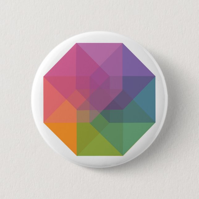 Badge Rond 5 Cm Tesseract (arc-en-ciel en pastel) (Devant)