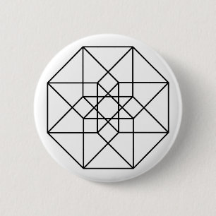 Badge Rond 5 Cm Tesseract (contour noir)