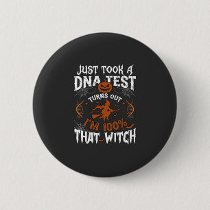 Badge Rond 5 Cm Test ADN Sorcière Halloween Citrouille Toile d'ara