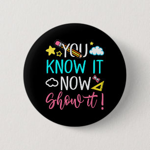 Badge Rond 5 Cm Test de l'enseignant pour les hommes femmes Test J