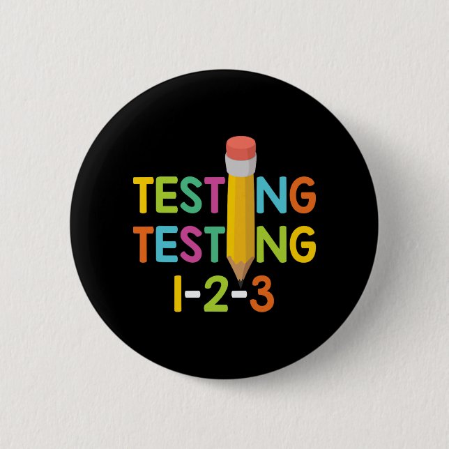 Badge Rond 5 Cm Test d'examen d'enseignant de jour 1-2-3 (Devant)