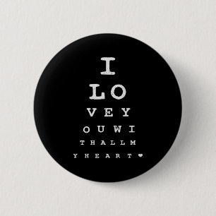 Badge Rond 5 Cm Test Oeil Je T'Aime Avec Tous Mes Valentines Coeur