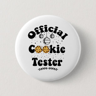 Badge Rond 5 Cm Testeur de biscuits officiel Noël des amateurs de 
