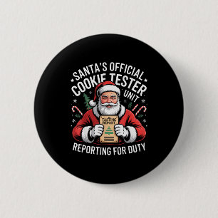 Badge Rond 5 Cm Testeur de cookies officiel de Santa en service C