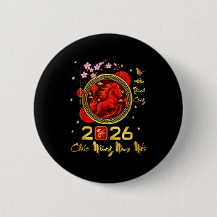 Badge Rond 5 Cm Tét 2026 Année vietnamienne du Cheval Nouvel An lu