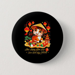 Badge Rond 5 Cm Tét Binh Ngo 2026 Nouvel An vietnamien Chuc Mung N