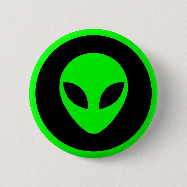 Badge Rond 5 Cm Tête Alien verte (Devant)