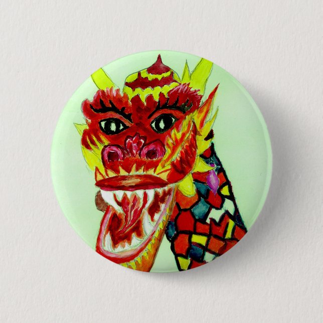Badge Rond 5 Cm Tête chinoise de dragon (Devant)