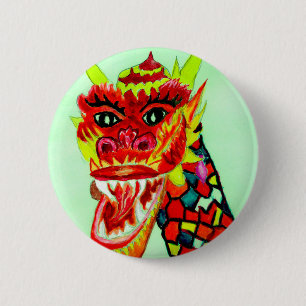 Badge Rond 5 Cm Tête chinoise de dragon