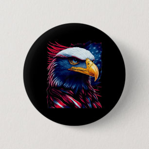 Badge Rond 5 Cm Tête d'aigle patriotique - Fête de l'indépendance
