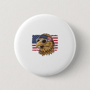 Badge Rond 5 Cm Tête d'aigle patriotique Gravure vintage Graphique