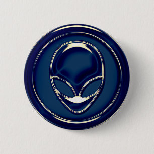 Badge Rond 5 Cm Tête d'alien d'espace