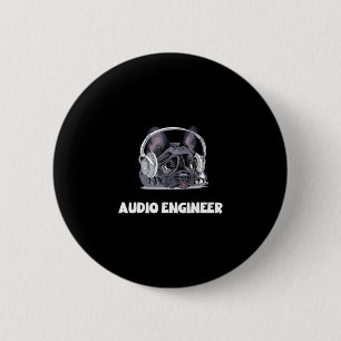 Badge Rond 5 Cm Tête de Bouledogue Français Écouteur- Pour le Meil
