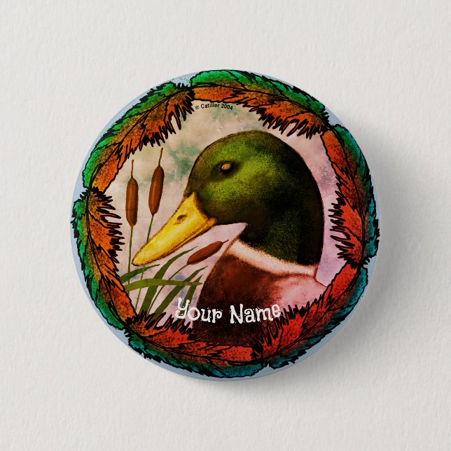 Badge Rond 5 Cm Tête de canard colvert  (Devant)