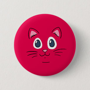 Badge Rond 5 Cm Tête de Chat Mignon