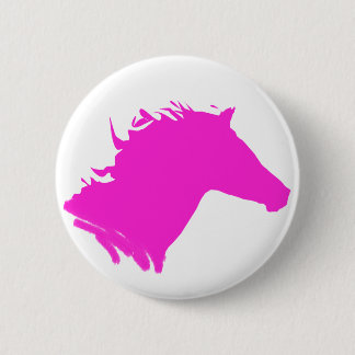 Badge Rond 5 Cm Tête de cheval rose simple