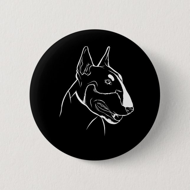 Badge Rond 5 Cm Tête de chien Bull Terrier (Devant)