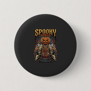 Badge Rond 5 Cm Tête de citrouille d'Halloween de Vires effrayants