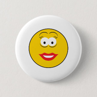 Badge Rond 5 Cm Tête de fille en bâton