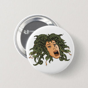 Badge Rond 5 Cm Tête de Medusa
