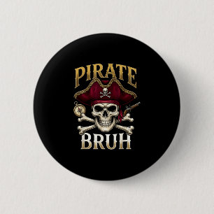Badge Rond 5 Cm Tête de mort pirate Bruh Halloween pour hommes