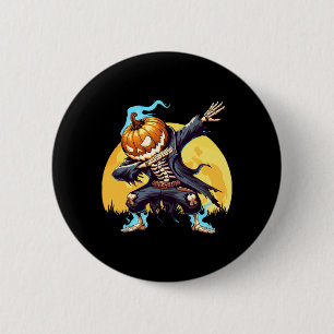 Badge Rond 5 Cm Tête de squelette sans tête citrouille Dab danse g