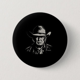 Badge Rond 5 Cm Tête de Trump Cowboy Usa 2024 Vote Élection États-