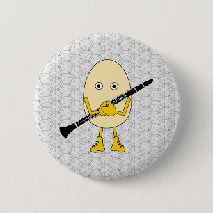 Badge Rond 5 Cm Tête d'œuf clarinette