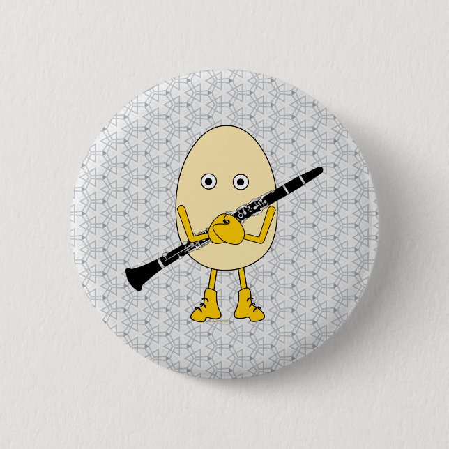 Badge Rond 5 Cm Tête d'œuf clarinette (Devant)