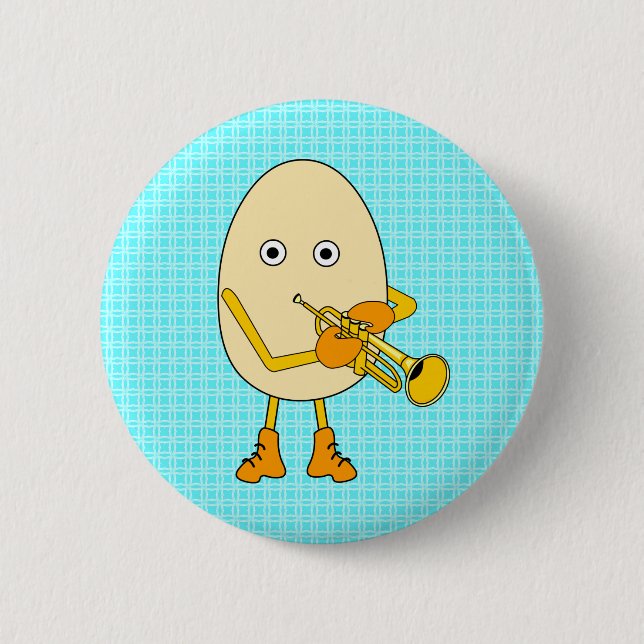 Badge Rond 5 Cm Tête d'oeuf Trompette (Devant)